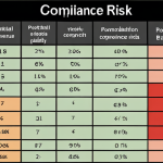 **Compliance Risk Matrix:** A visual representation of a risk matrix with axes labeled "Probability of Occurrence" and "Potential Impact." The matrix displays various compliance risks (e.g., data breach, corruption) plotted according to their severity, using different colors to indicate risk levels (high, medium, low). The style is clean and professional, suitable for a business presentation.