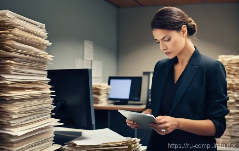 규제준수 실무 문서 작성법 - **Prompt:** A dual-panel image showcasing the contrast between outdated and modern document manageme...