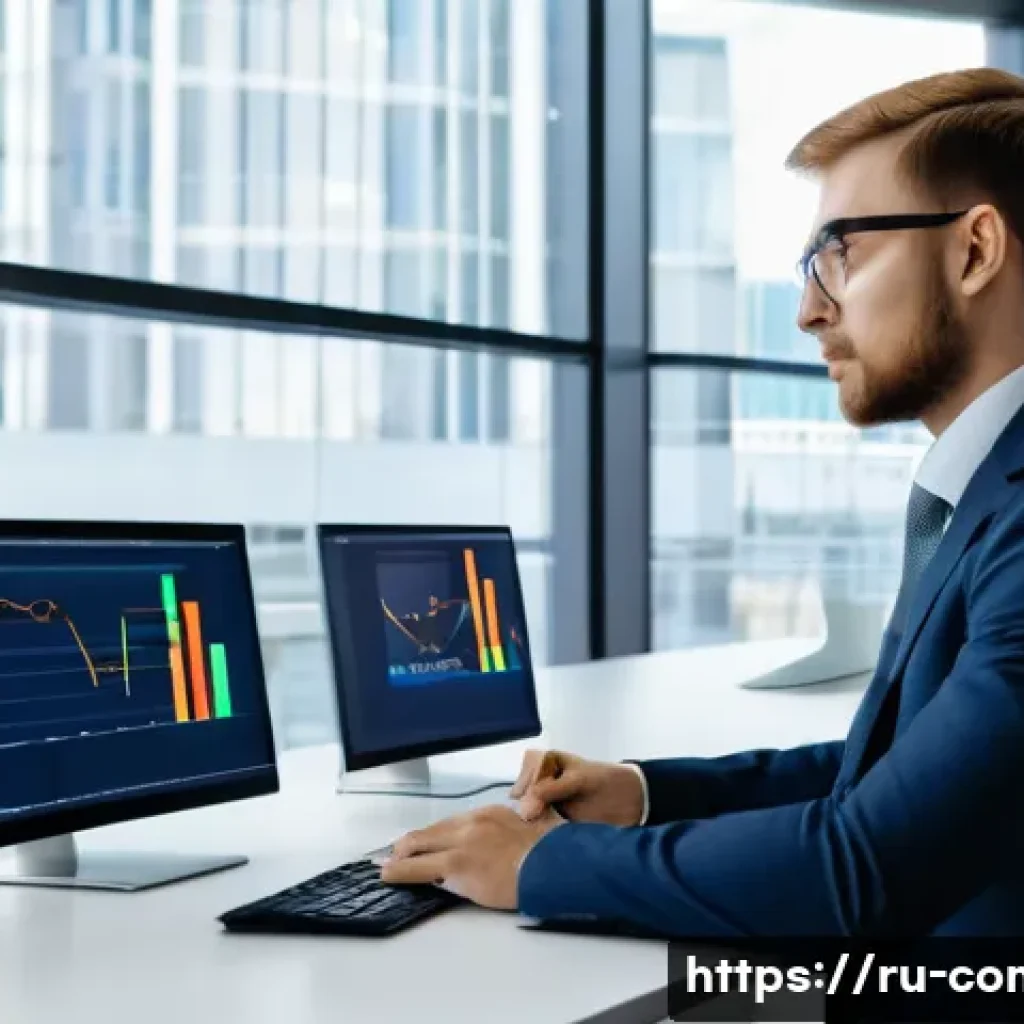 규제준수 전문가의 커리어 발전 방향 - A professional compliance specialist in a modern office environment, working on multiple computer sc...